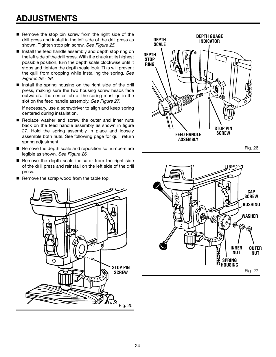 Adjustments | RIDGID DP15501 User Manual | Page 24 / 32