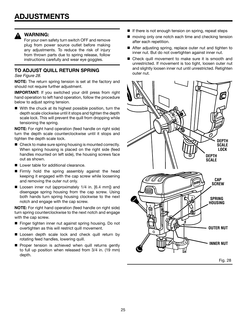 Adjustments | RIDGID DP15501 User Manual | Page 25 / 32