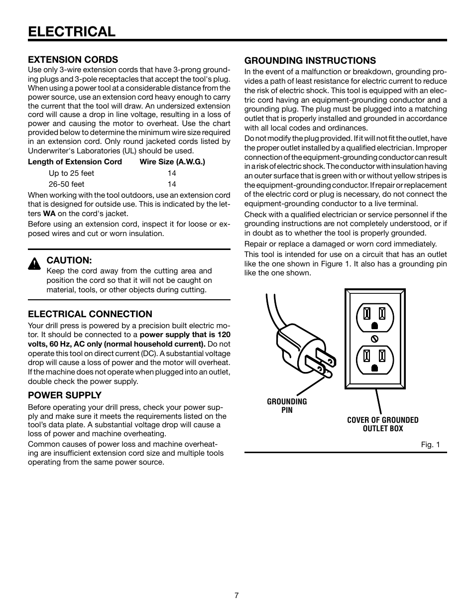 Electrical | RIDGID DP15501 User Manual | Page 7 / 32