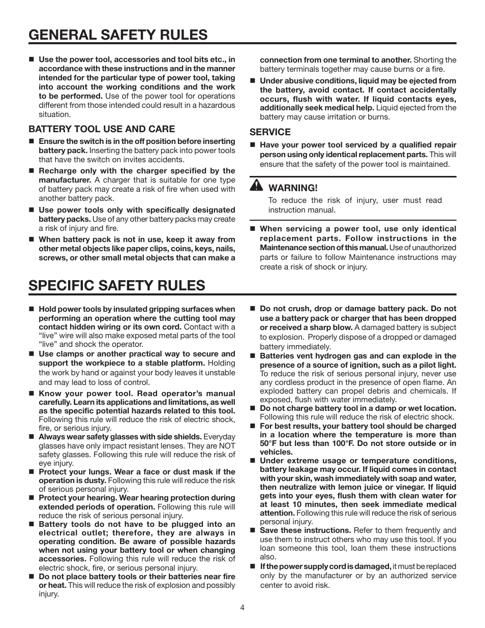 General safety rules specific safety rules | RIDGID R854 User Manual | Page 4 / 18