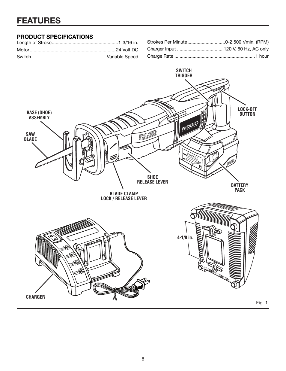 Features | RIDGID R854 User Manual | Page 8 / 18