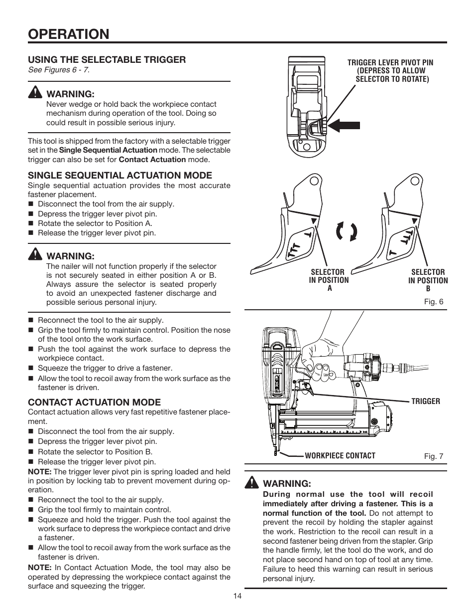 Operation | RIDGID FINISH STAPLER R150FSA User Manual | Page 14 / 20