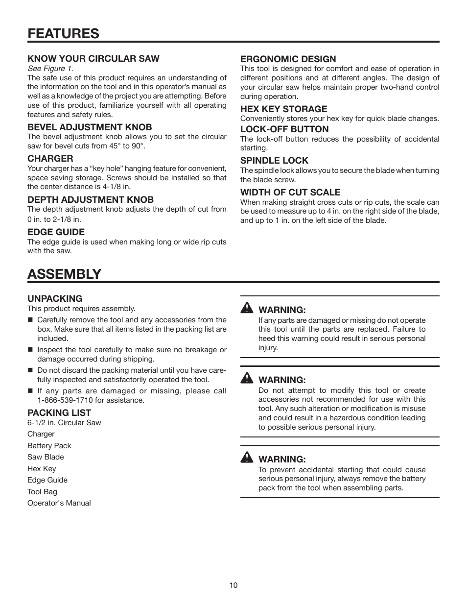 Features assembly | RIDGID R8452 User Manual | Page 10 / 24