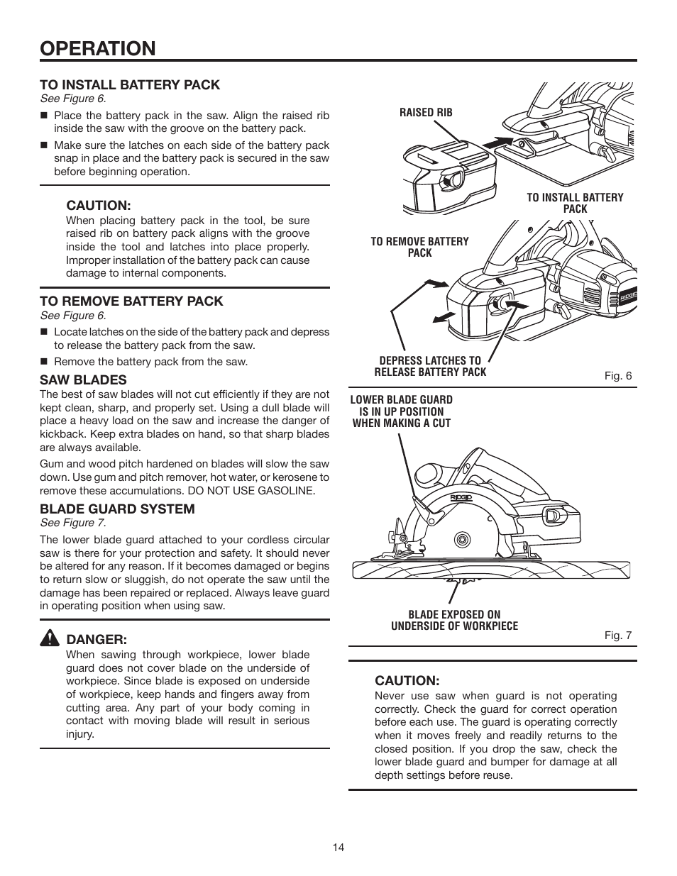 Operation | RIDGID R8452 User Manual | Page 14 / 24