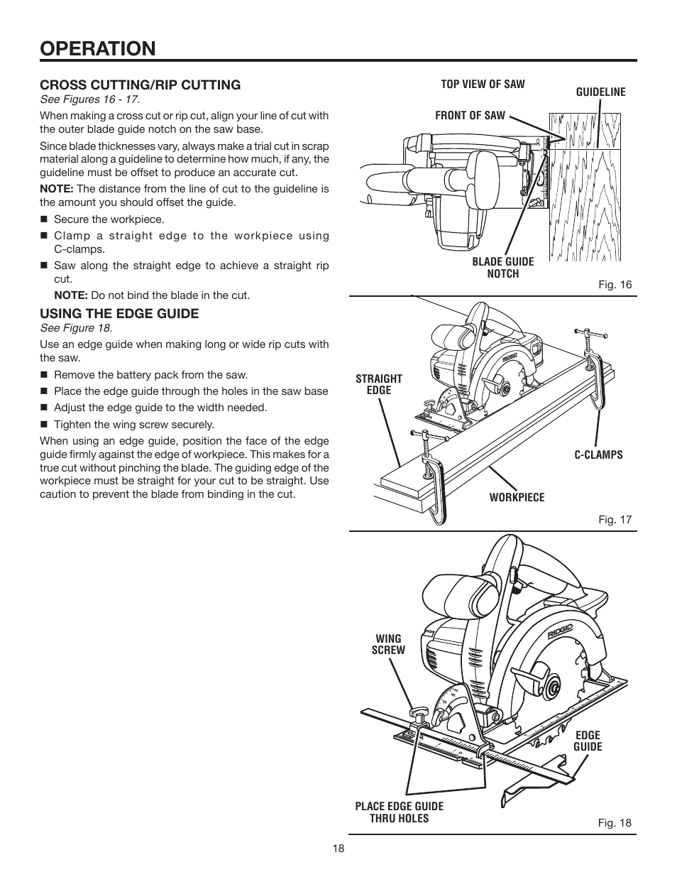 Operation | RIDGID R8452 User Manual | Page 18 / 24