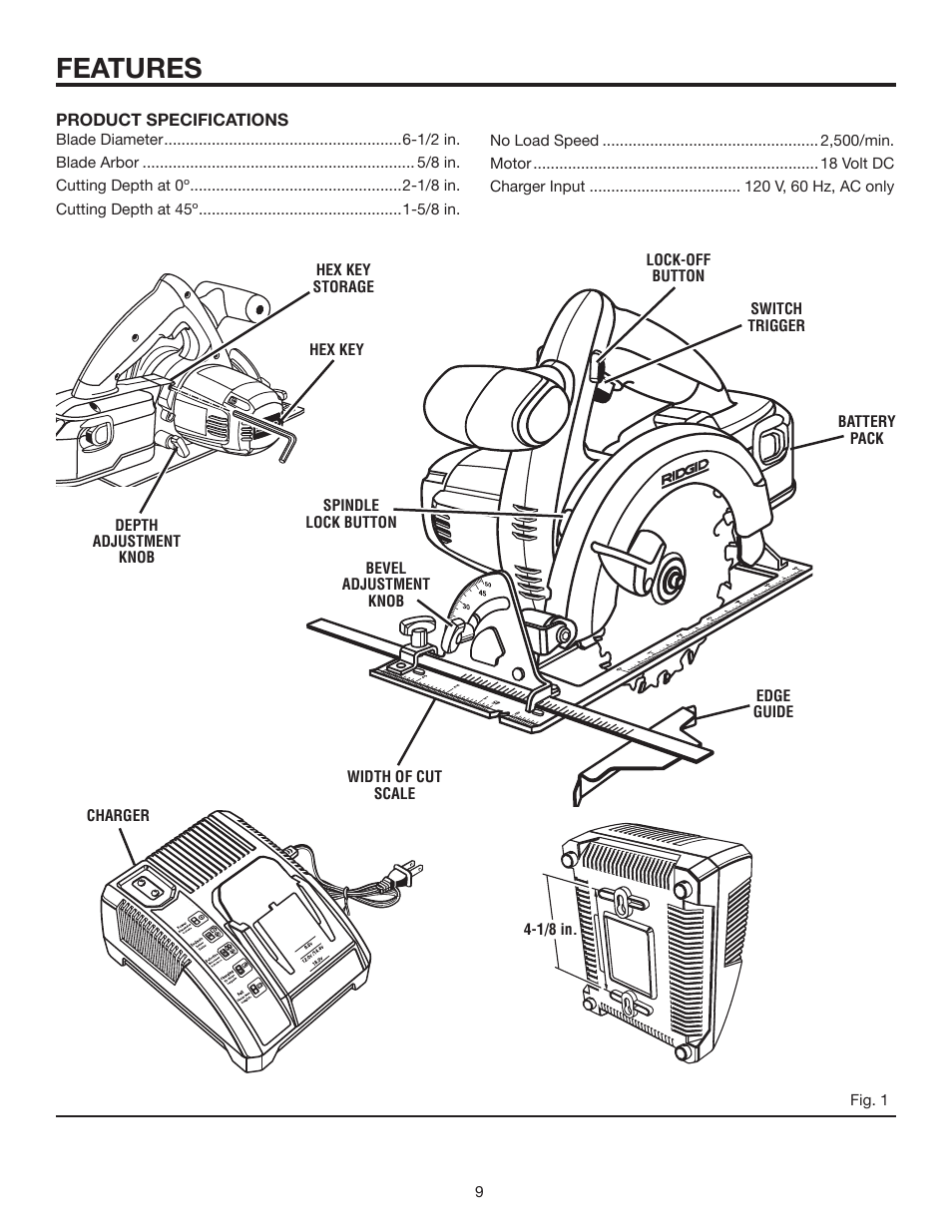 Features | RIDGID R8452 User Manual | Page 9 / 24