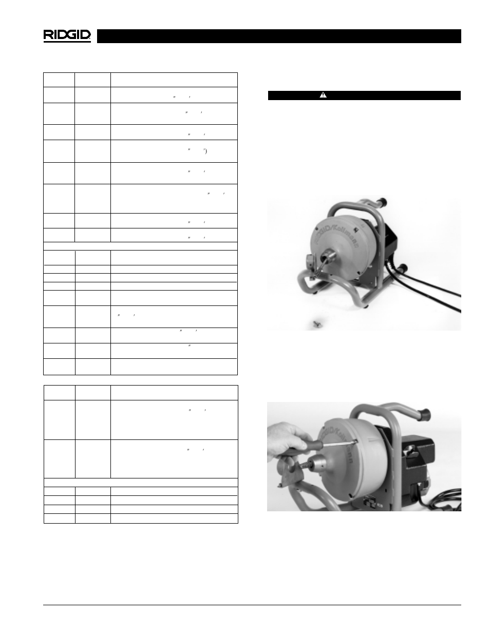 Assemblage de l’appareil, Dégorgeoir k-40 ridge tool company 21, Mise en garde | RIDGID Drain Cleaner K-40 User Manual | Page 23 / 51