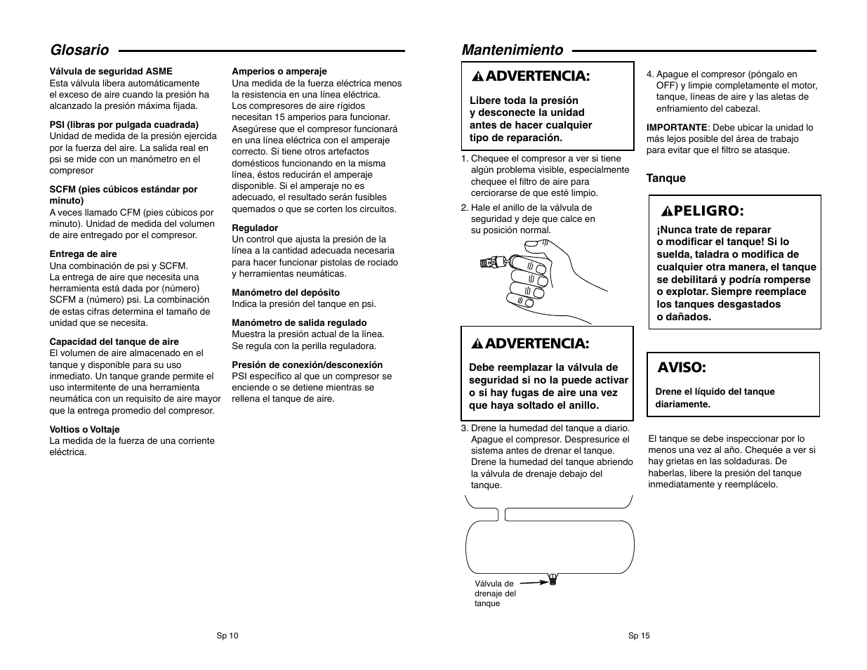 Mantenimiento, Advertencia, Glosario | Peligro, Aviso | RIDGID RIGID OF25135A User Manual | Page 34 / 36