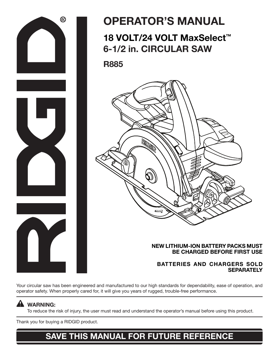 RIDGID MaxSelect R885 User Manual | 26 pages