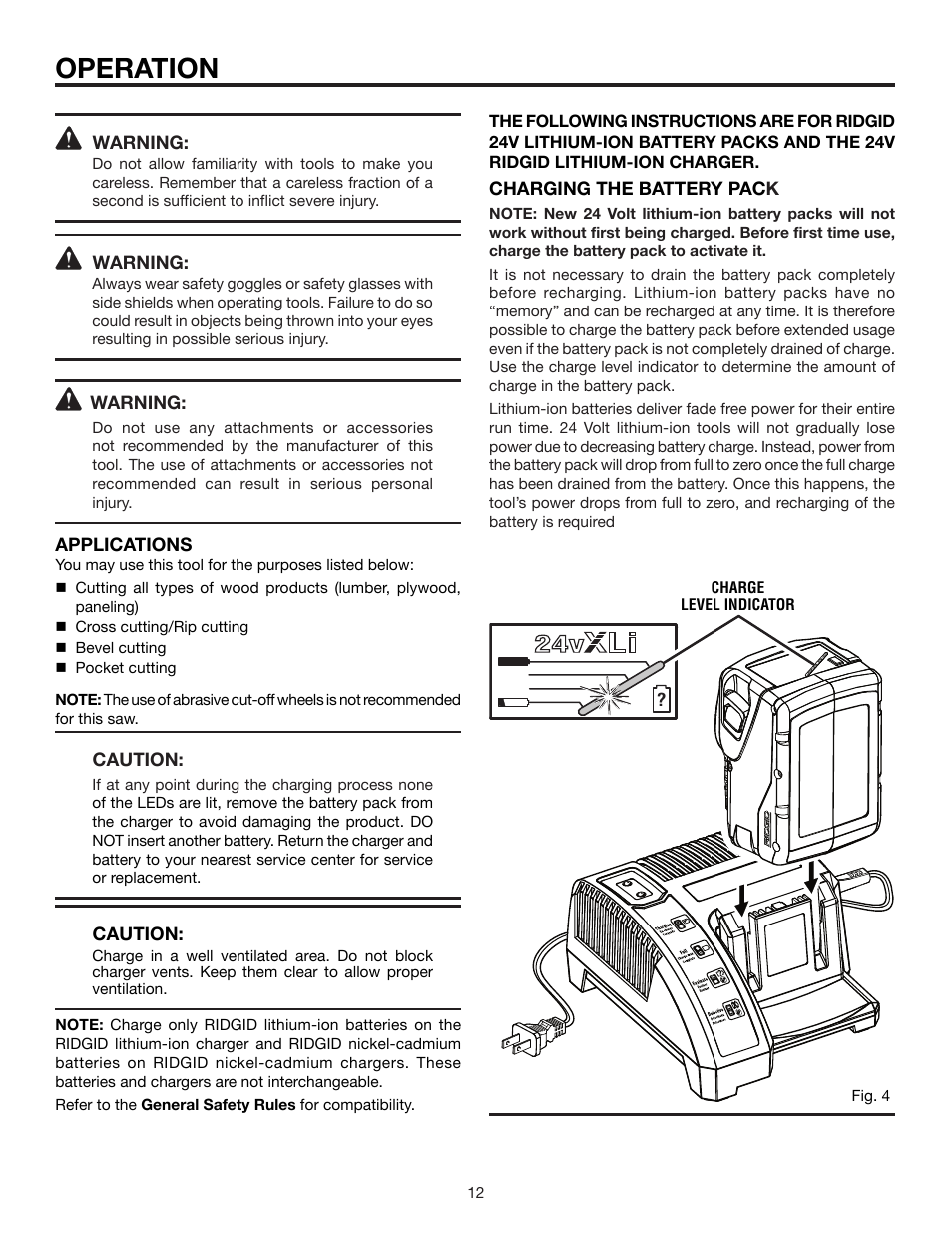 Operation | RIDGID MaxSelect R885 User Manual | Page 12 / 26