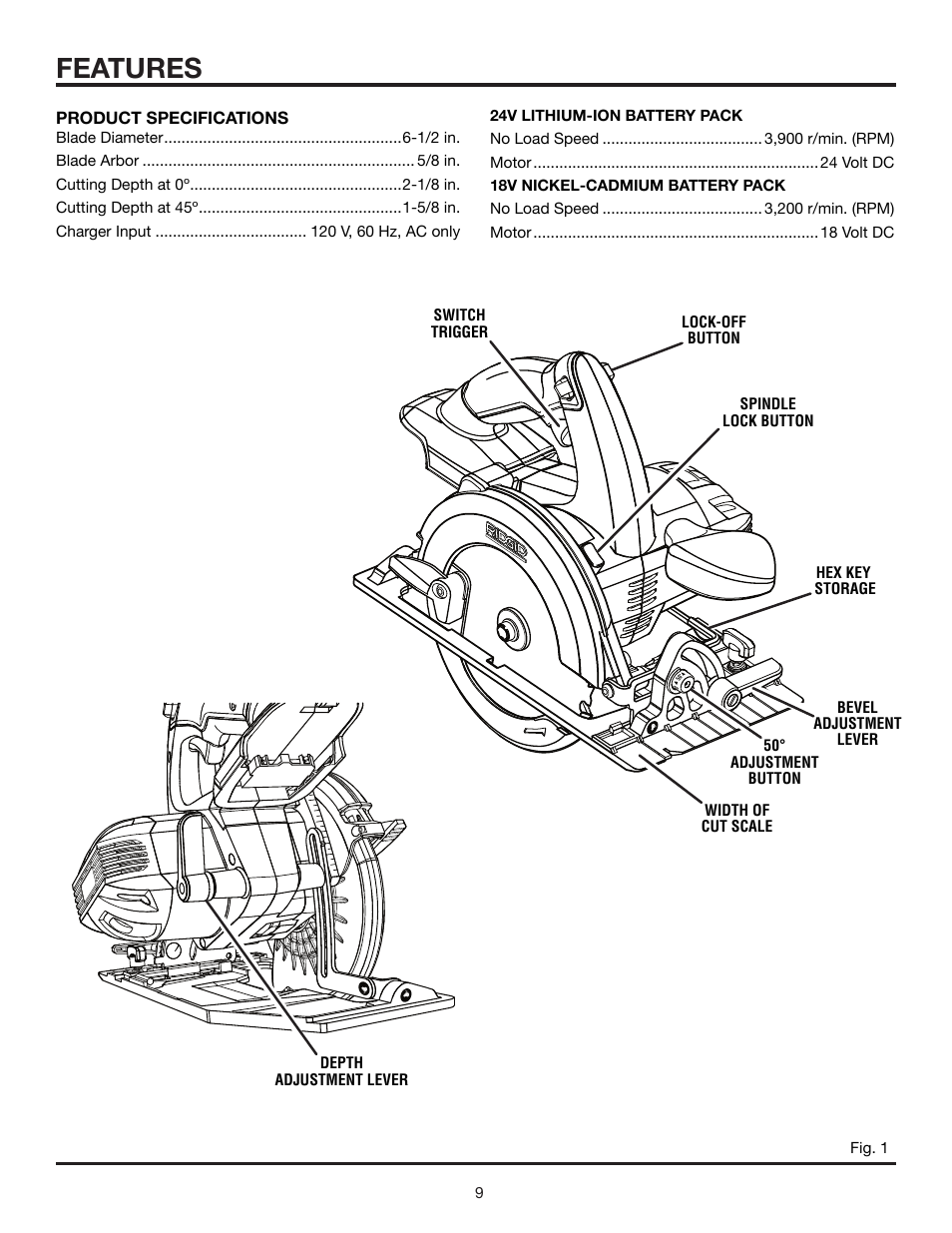 Features | RIDGID MaxSelect R885 User Manual | Page 9 / 26