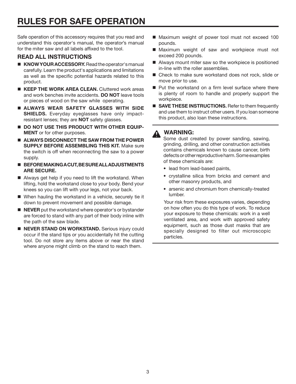 Rules for safe operation | RIDGID AC99402 User Manual | Page 3 / 16