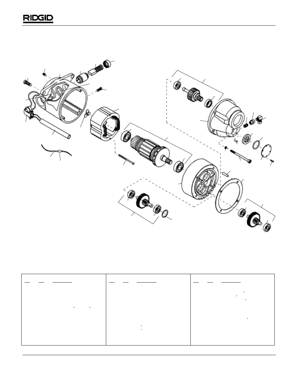 Motor, Pipe and bolt threading machine, Ridge tool company/elyria, ohio, u.s.a | RIDGID 1233 User Manual | Page 3 / 8