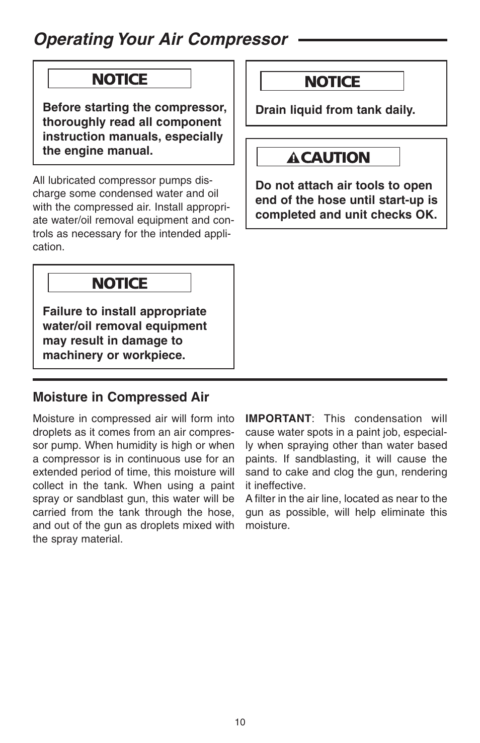 Operating your air compressor | RIDGID GP90150A User Manual | Page 10 / 72