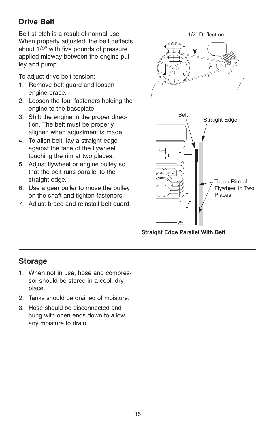 Drive belt, Storage | RIDGID GP90150A User Manual | Page 15 / 72