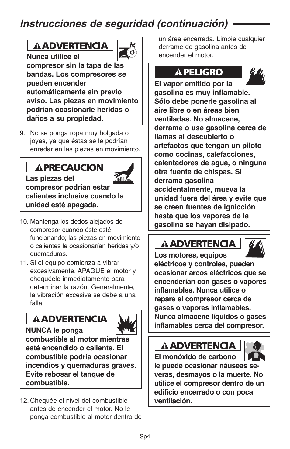 Instrucciones de seguridad (continuación) | RIDGID GP90150A User Manual | Page 28 / 72