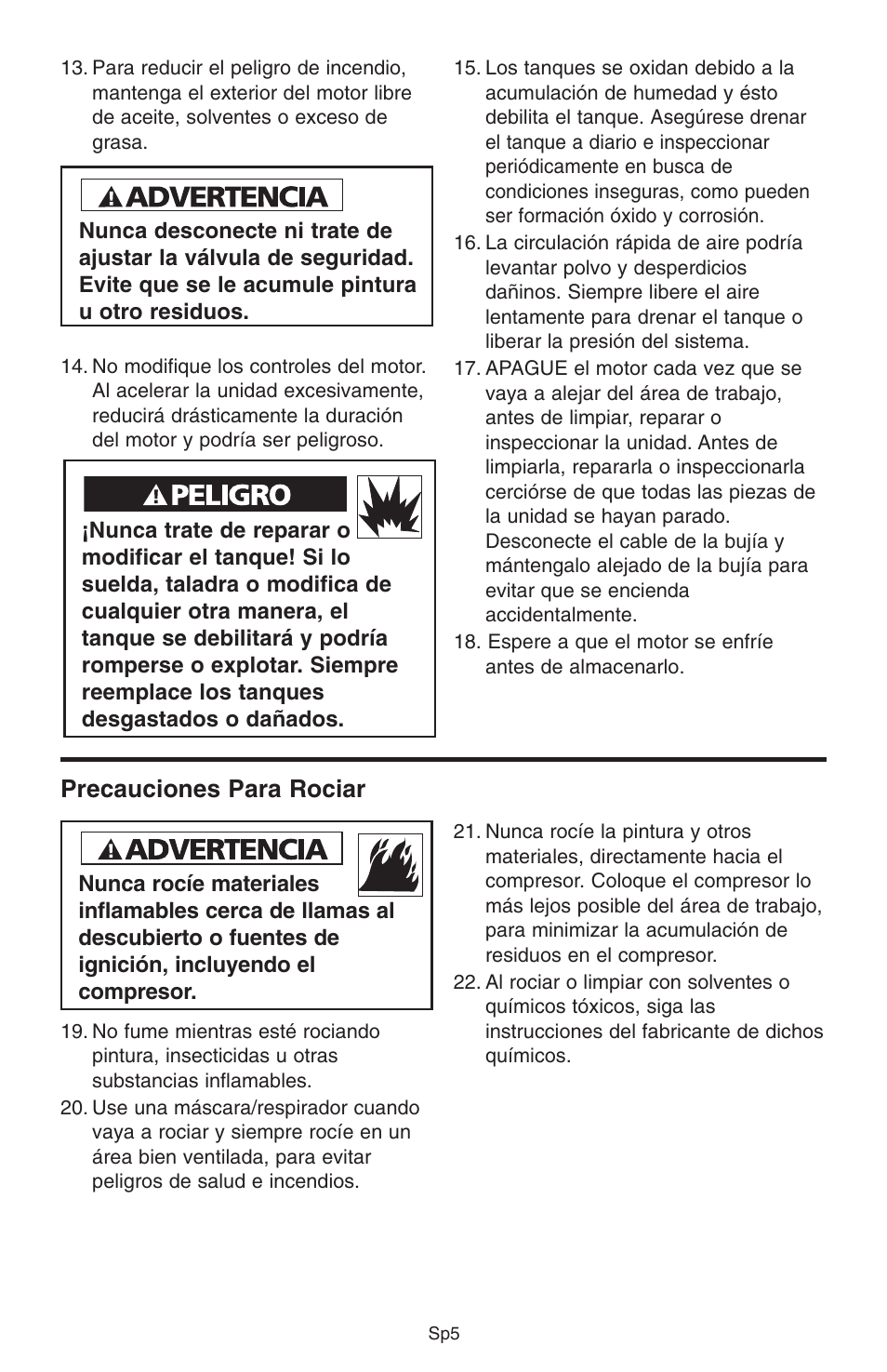 Precauciones para rociar | RIDGID GP90150A User Manual | Page 29 / 72