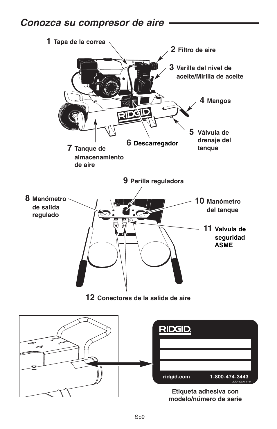 Conozca su compresor de aire | RIDGID GP90150A User Manual | Page 33 / 72