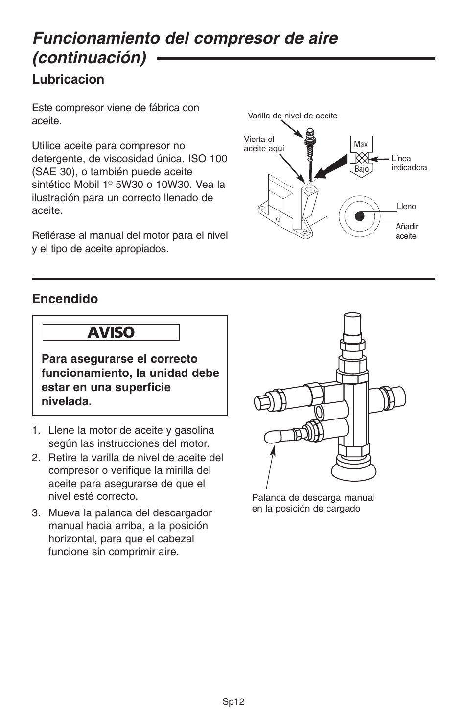 Encendido, Lubricacion | RIDGID GP90150A User Manual | Page 36 / 72