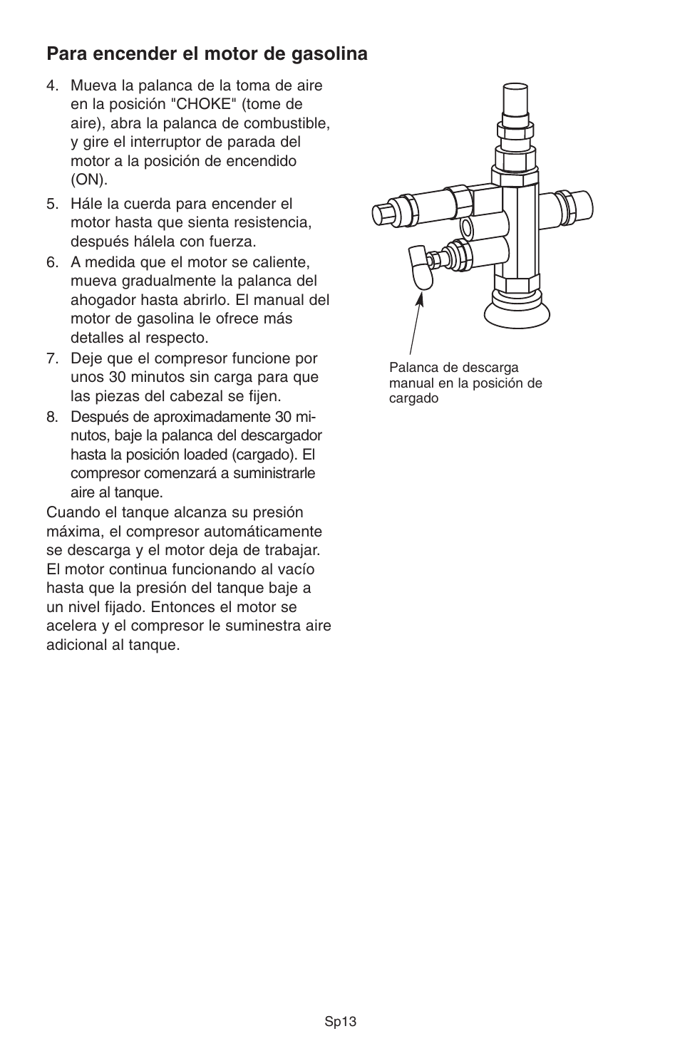 Para encender el motor de gasolina | RIDGID GP90150A User Manual | Page 37 / 72