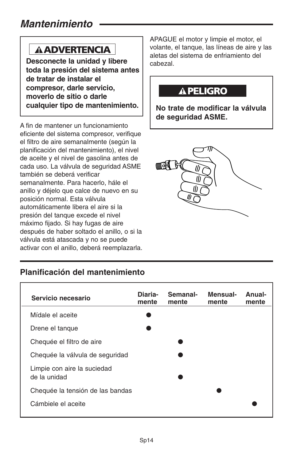 Mantenimiento, Planificación del mantenimiento | RIDGID GP90150A User Manual | Page 38 / 72