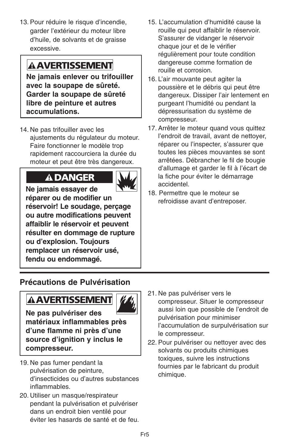 Précautions de pulvérisation | RIDGID GP90150A User Manual | Page 53 / 72