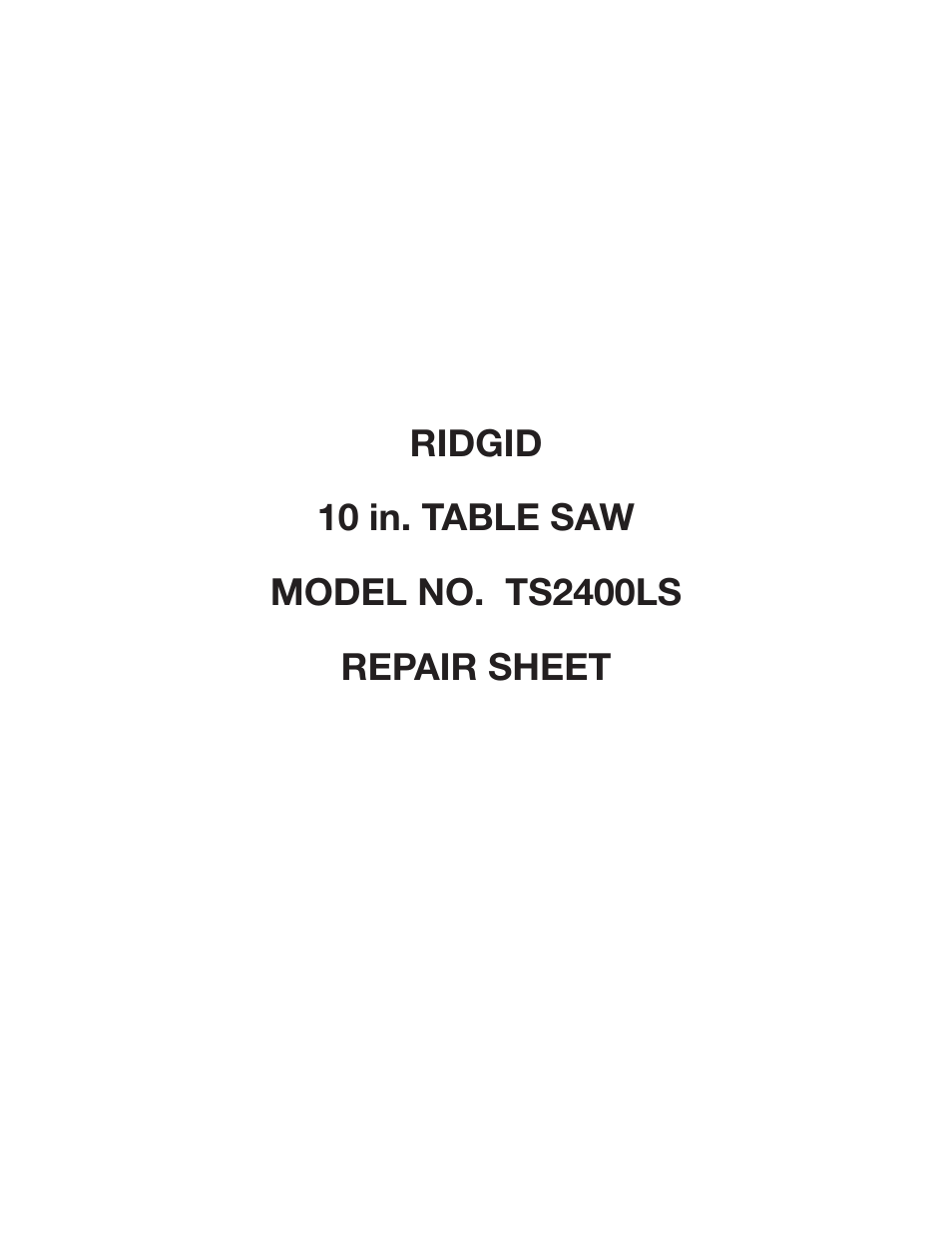 RIDGID TS2400LS User Manual | 39 pages