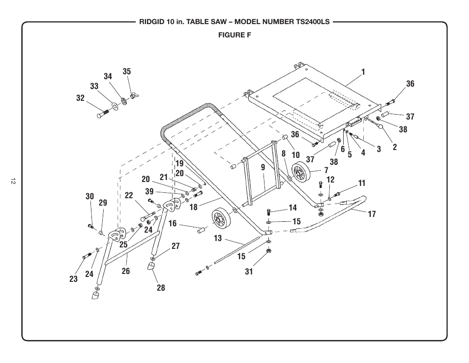 RIDGID TS2400LS User Manual | Page 12 / 39