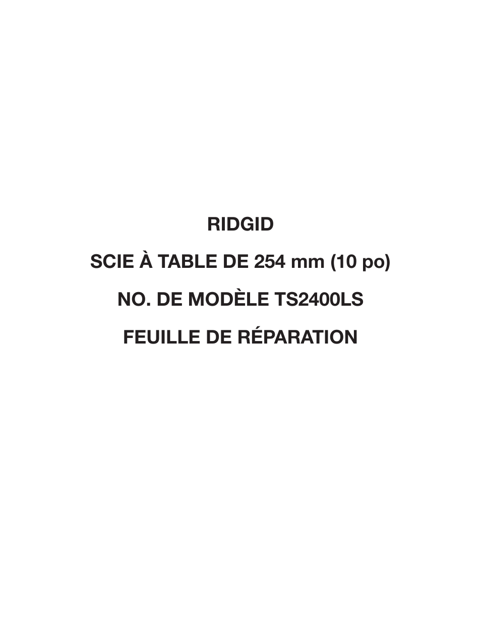 RIDGID TS2400LS User Manual | Page 14 / 39