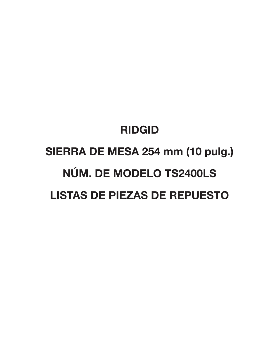 RIDGID TS2400LS User Manual | Page 27 / 39