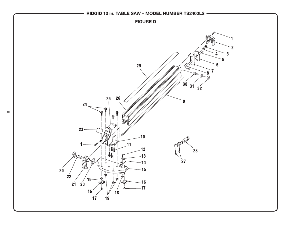 RIDGID TS2400LS User Manual | Page 8 / 39