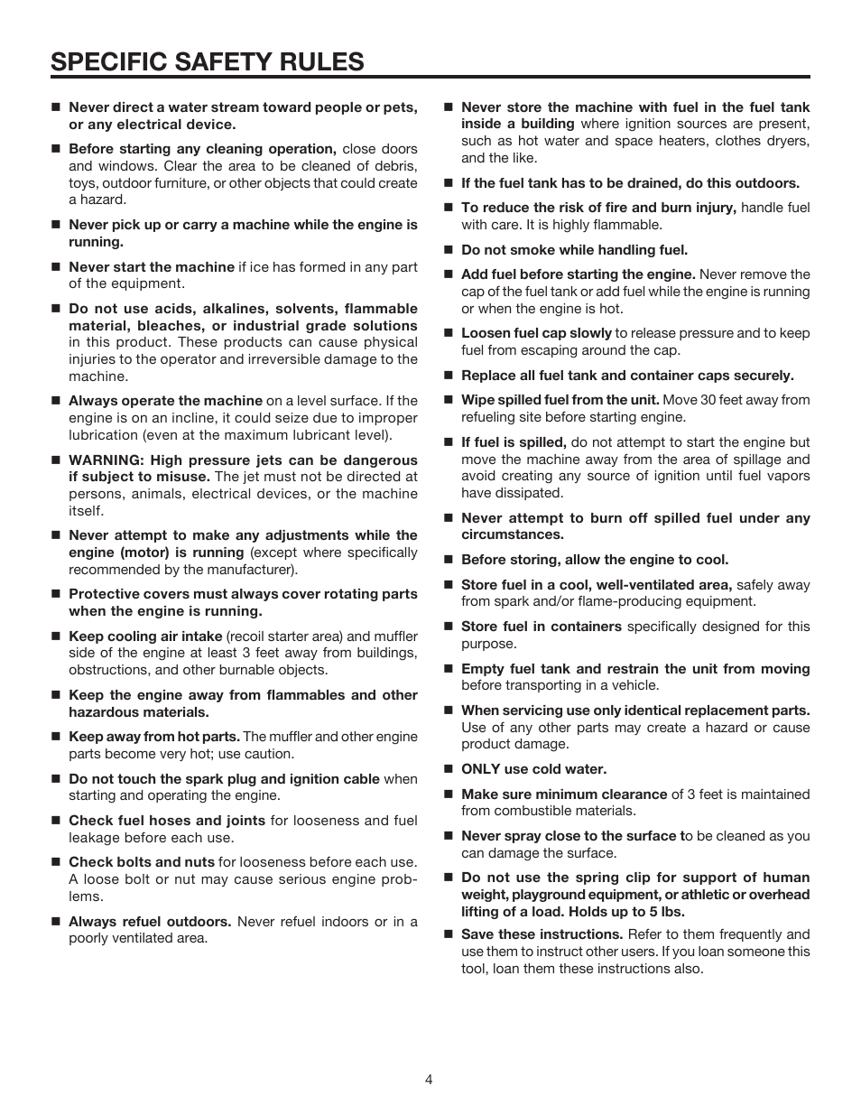 Specific safety rules | RIDGID RD80770 User Manual | Page 4 / 26