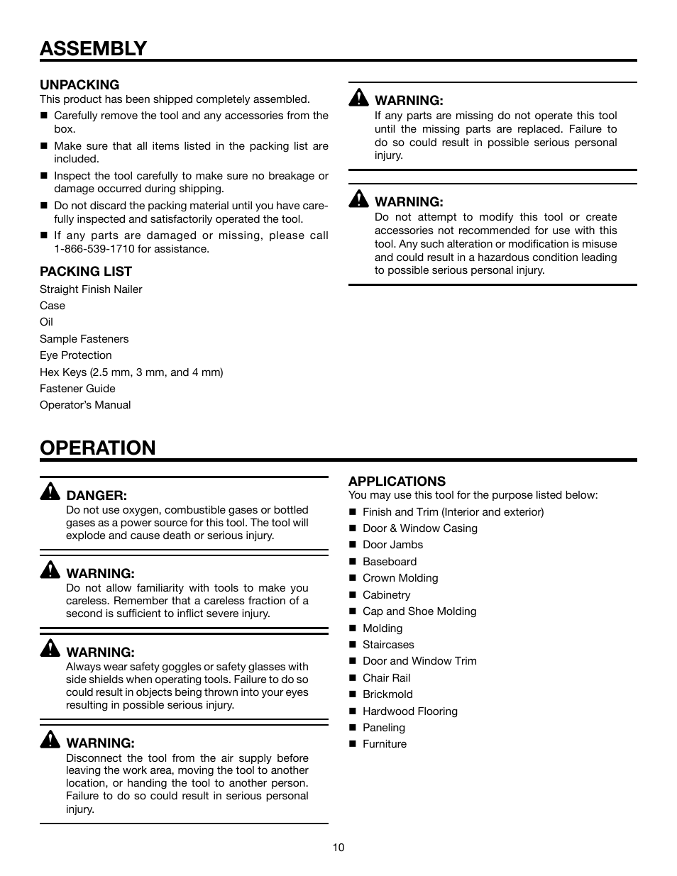 Assembly, Operation | RIDGID R250SFA User Manual | Page 10 / 20