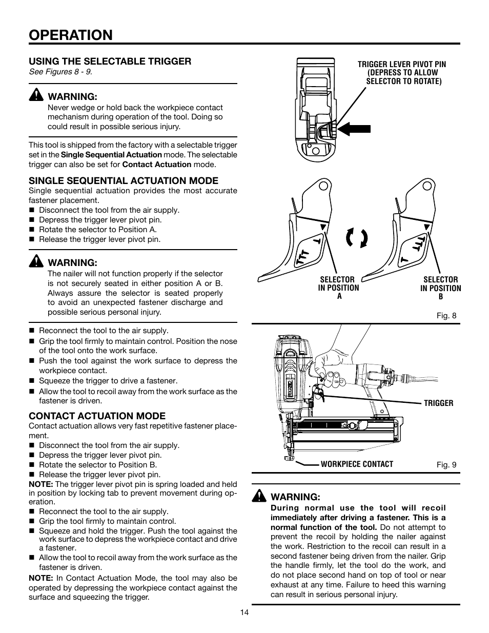 Operation | RIDGID R250SFA User Manual | Page 14 / 20