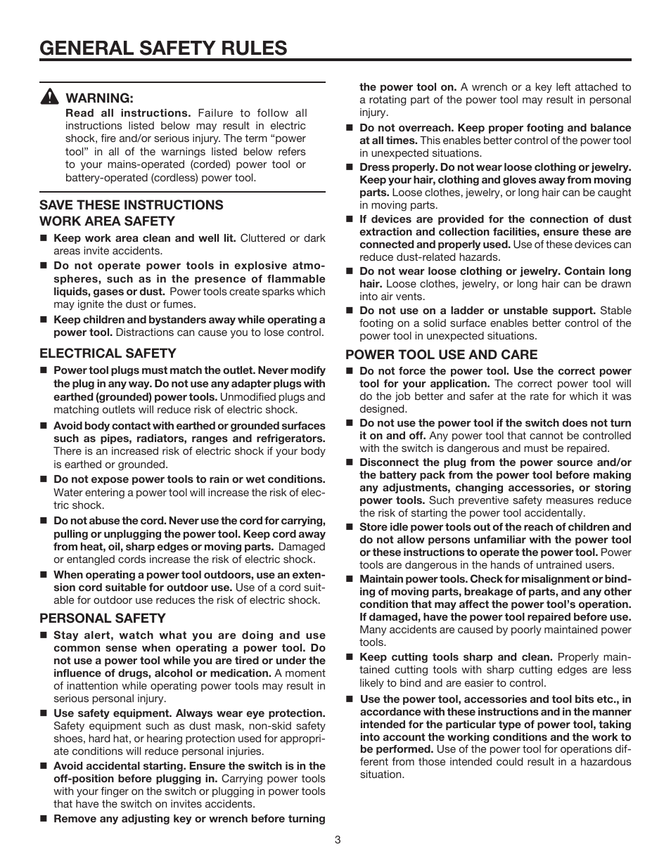 General safety rules | RIDGID R7130 User Manual | Page 3 / 18