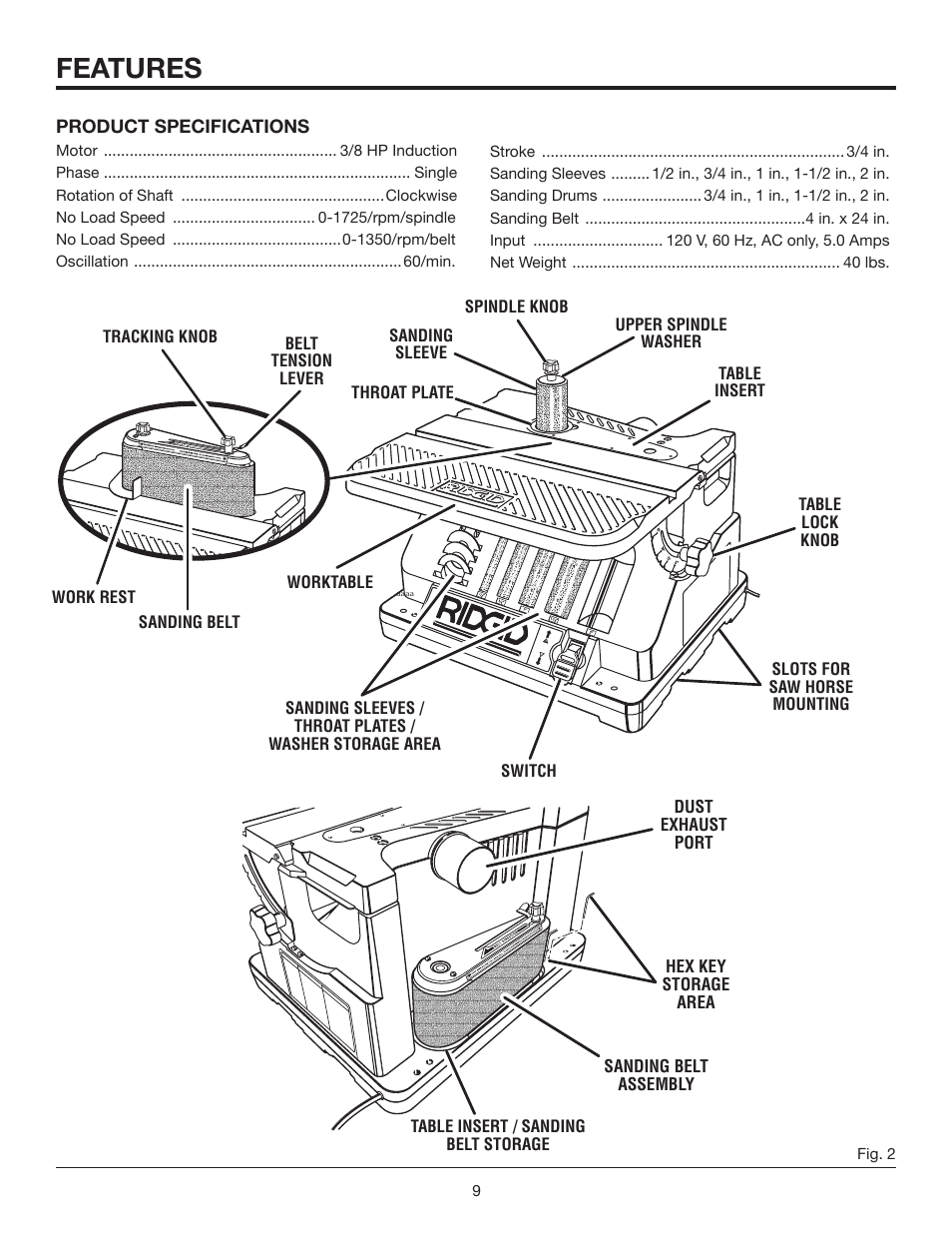 Features | RIDGID EB44241 User Manual | Page 9 / 26