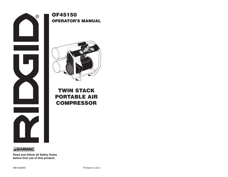 RIDGID OF45150 User Manual | 13 pages