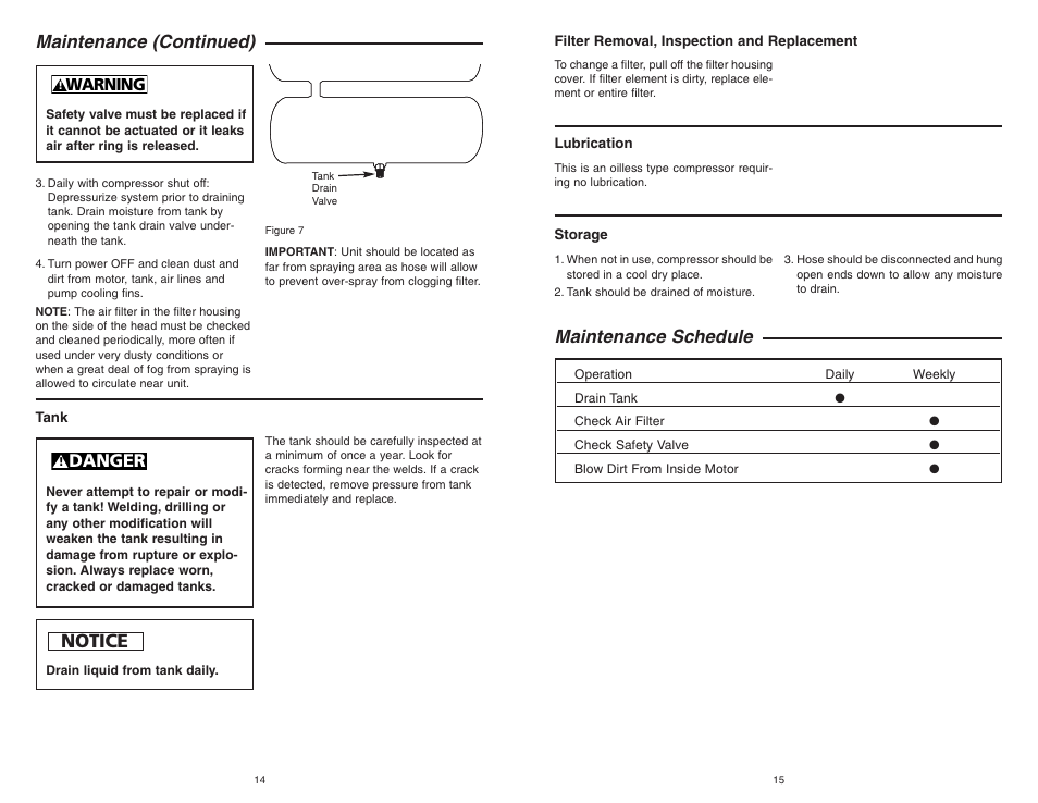 Notice, Maintenance (continued), Danger | Maintenance schedule | RIDGID OF45150 User Manual | Page 8 / 13