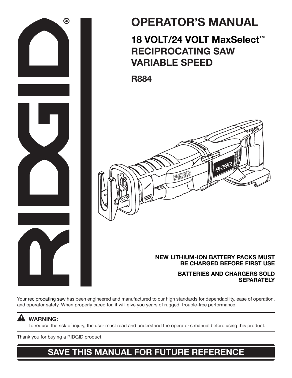 RIDGID R884 User Manual | 20 pages