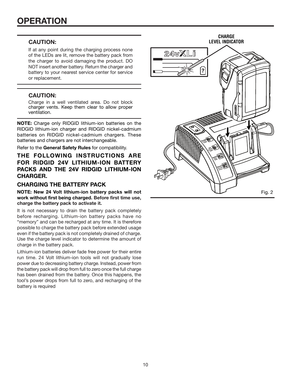 Operation | RIDGID R884 User Manual | Page 10 / 20