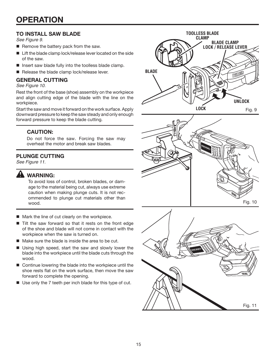 Operation | RIDGID R884 User Manual | Page 15 / 20