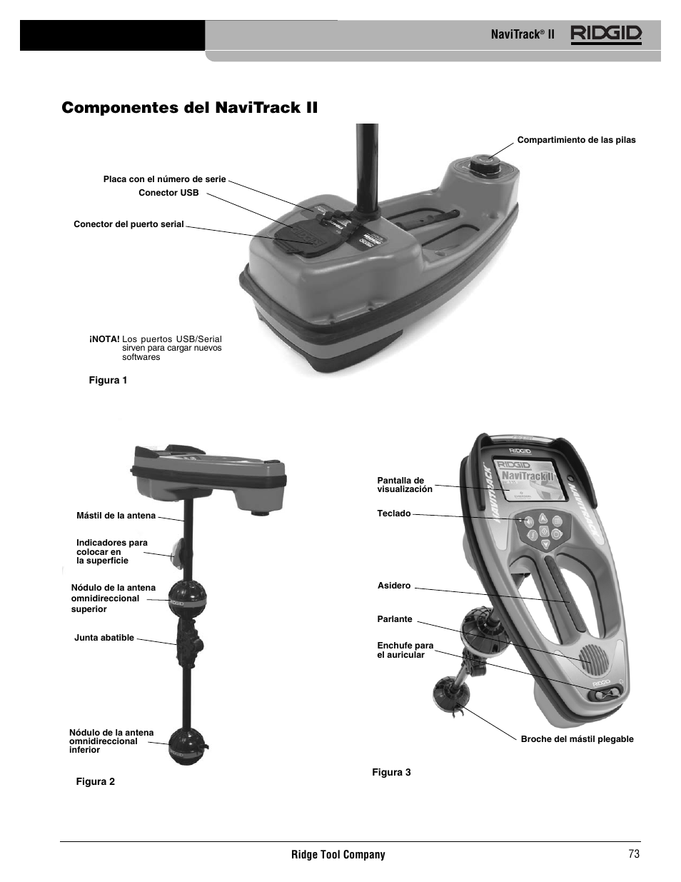 Componentes del navitrack ii, Navitrack | RIDGID Metal Detector User Manual | Page 75 / 103