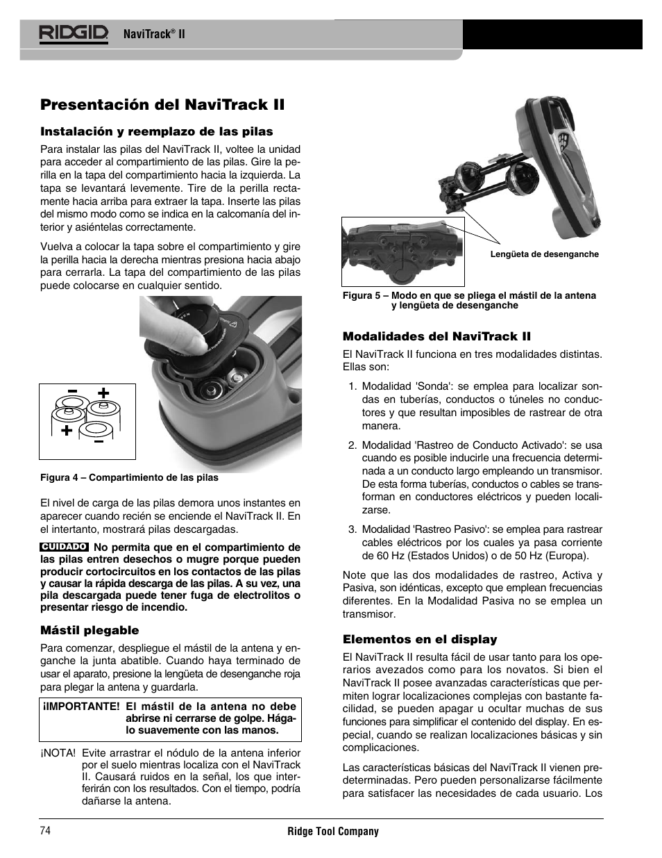 Presentación del navitrack ii | RIDGID Metal Detector User Manual | Page 76 / 103