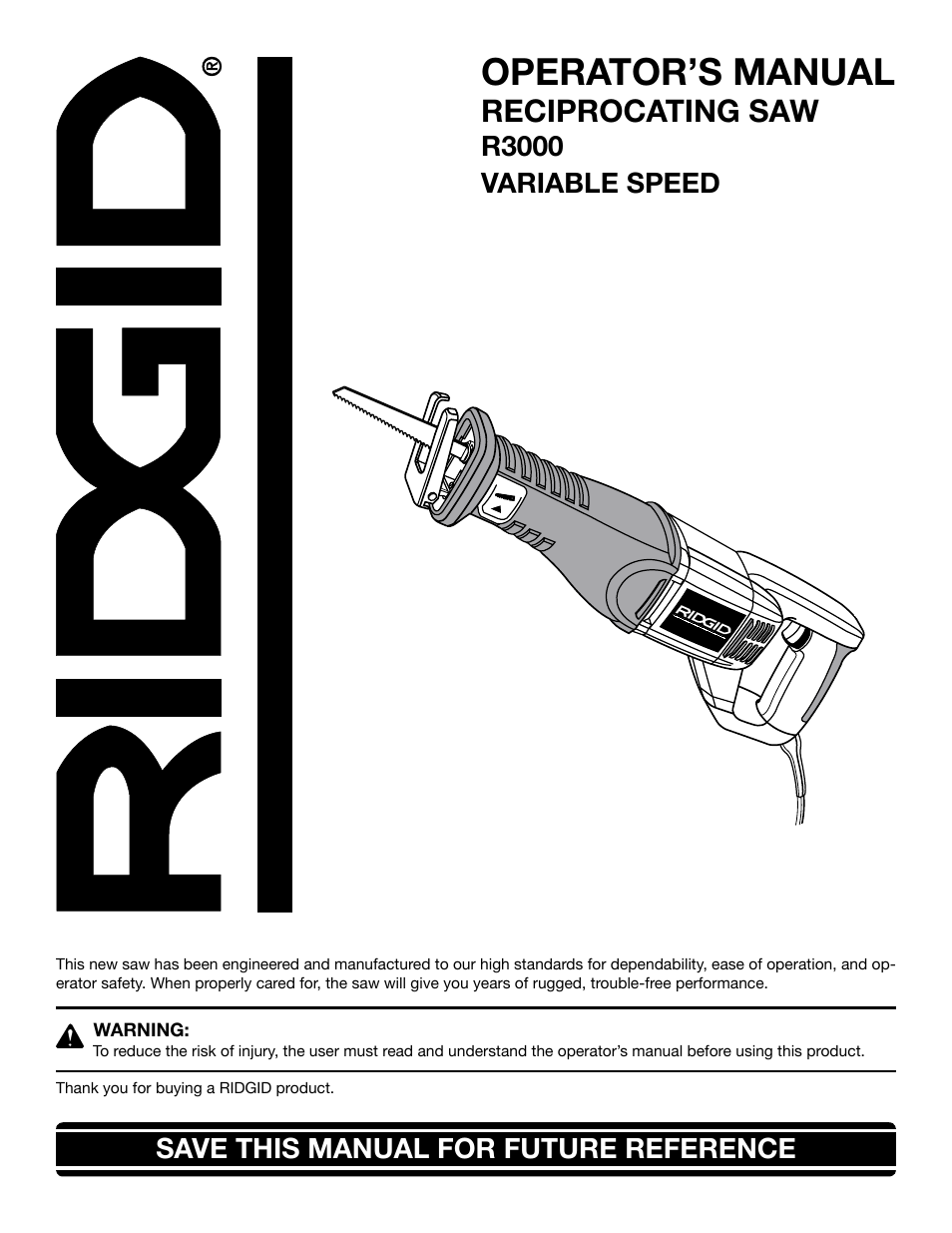 RIDGID R3000 User Manual | 16 pages