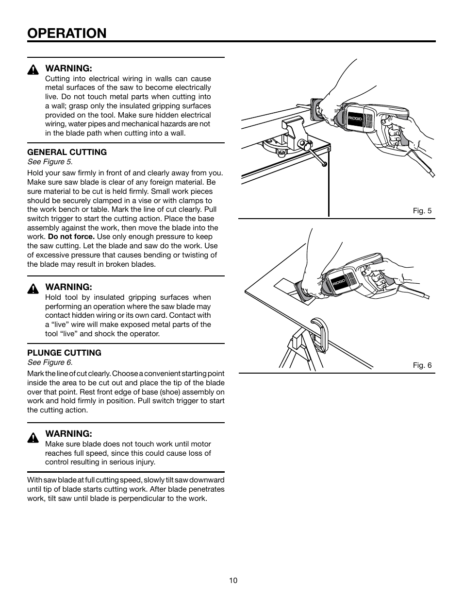 Operation | RIDGID R3000 User Manual | Page 10 / 16