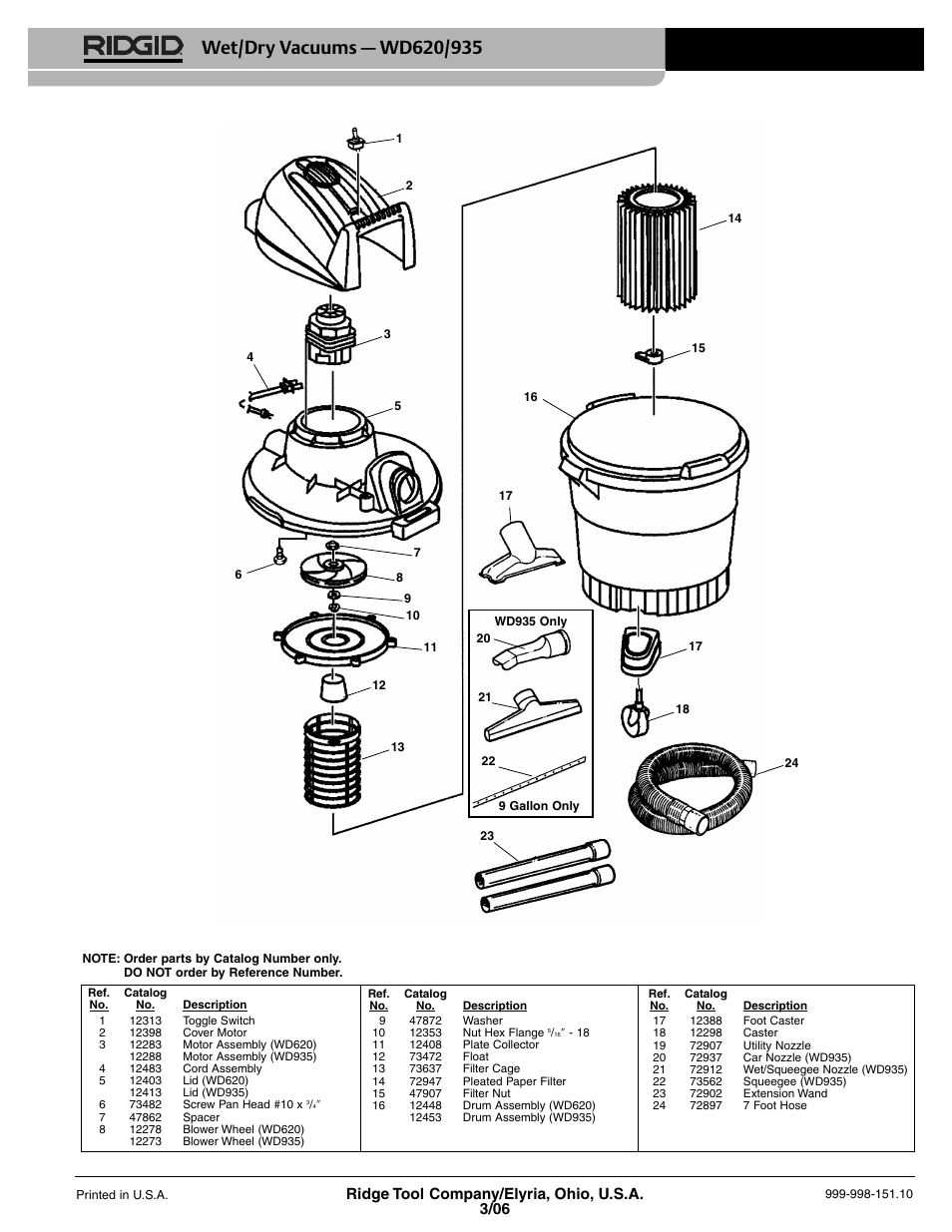 RIDGID WD620/WD935 User Manual | 13 pages