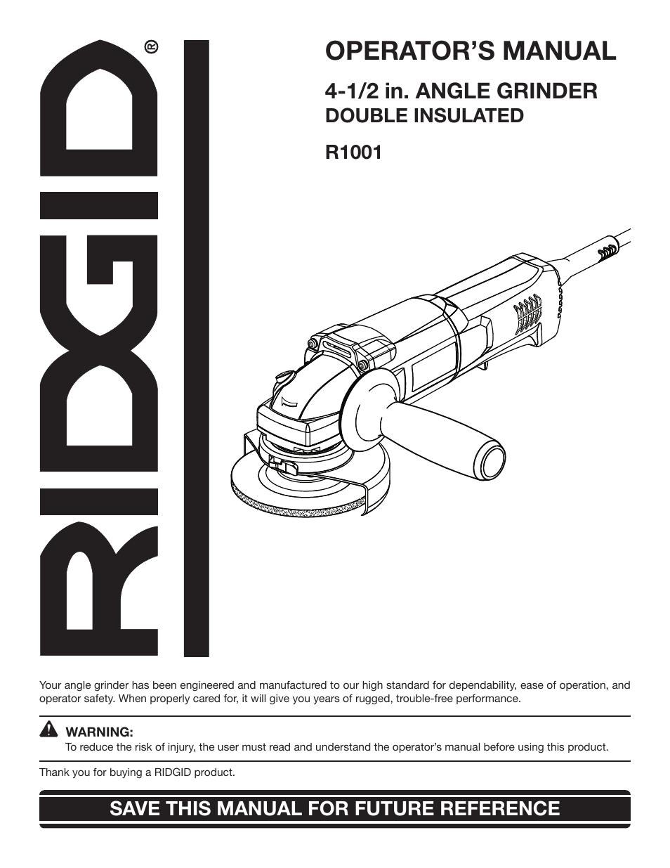 RIDGID R1001 User Manual | 16 pages