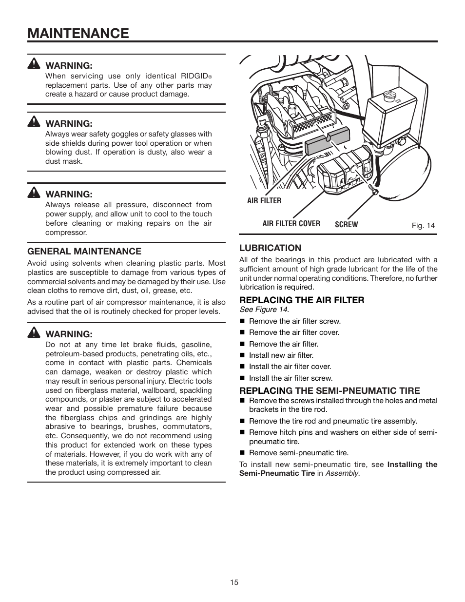 Maintenance | RIDGID OL50145MW User Manual | Page 15 / 20