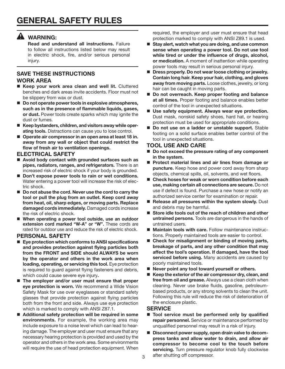 General safety rules | RIDGID OL50145MW User Manual | Page 3 / 20