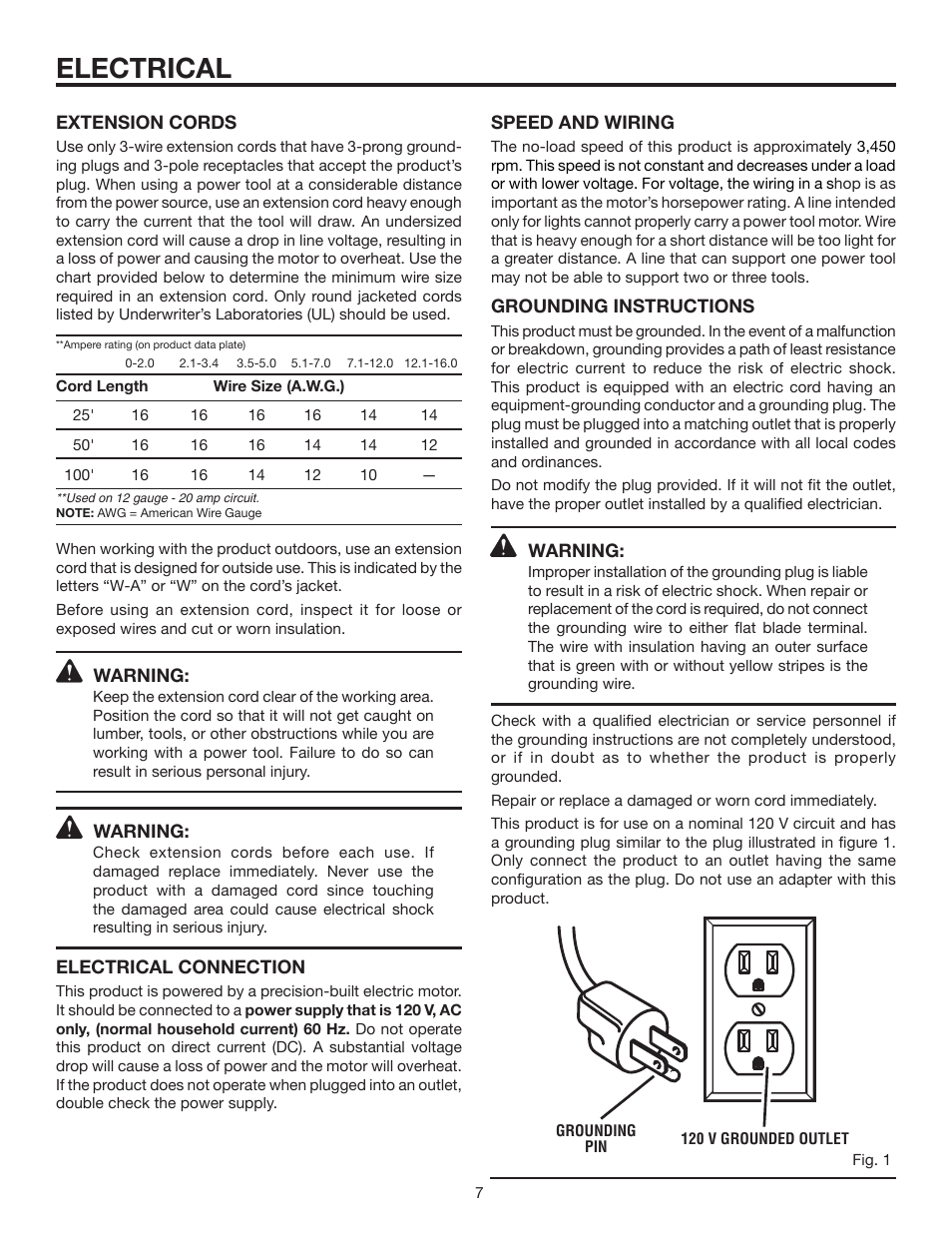 Electrical | RIDGID OL50145MW User Manual | Page 7 / 20